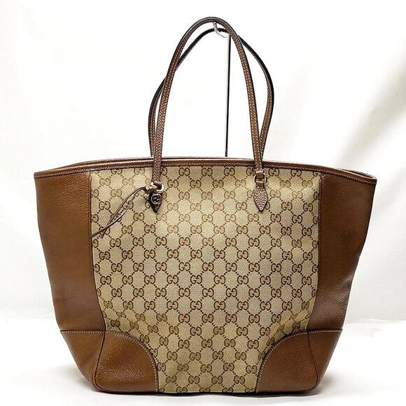 Authentic Gucci Brown Canvas Tote Bag mn391-021726